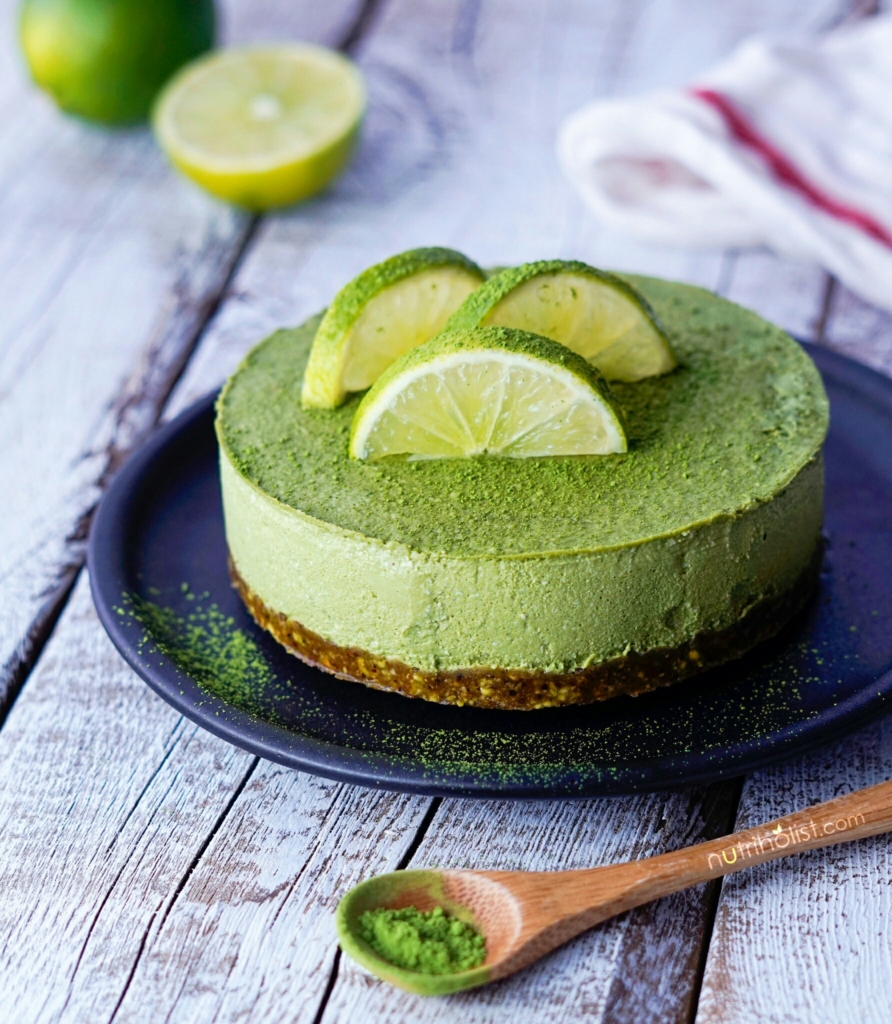 Matcha Lime Vegan Cheesecake #Grainfree #Glutenfree #Paleo #Dairyfree #Nutriholist