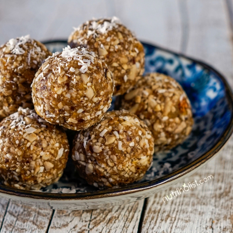 Spiced Apricot Bliss Balls (V, GF, NF) - Nutriholist