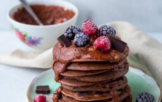 Double Chocolate Pancakes with Chocolate PB Sauce - Nutriholist