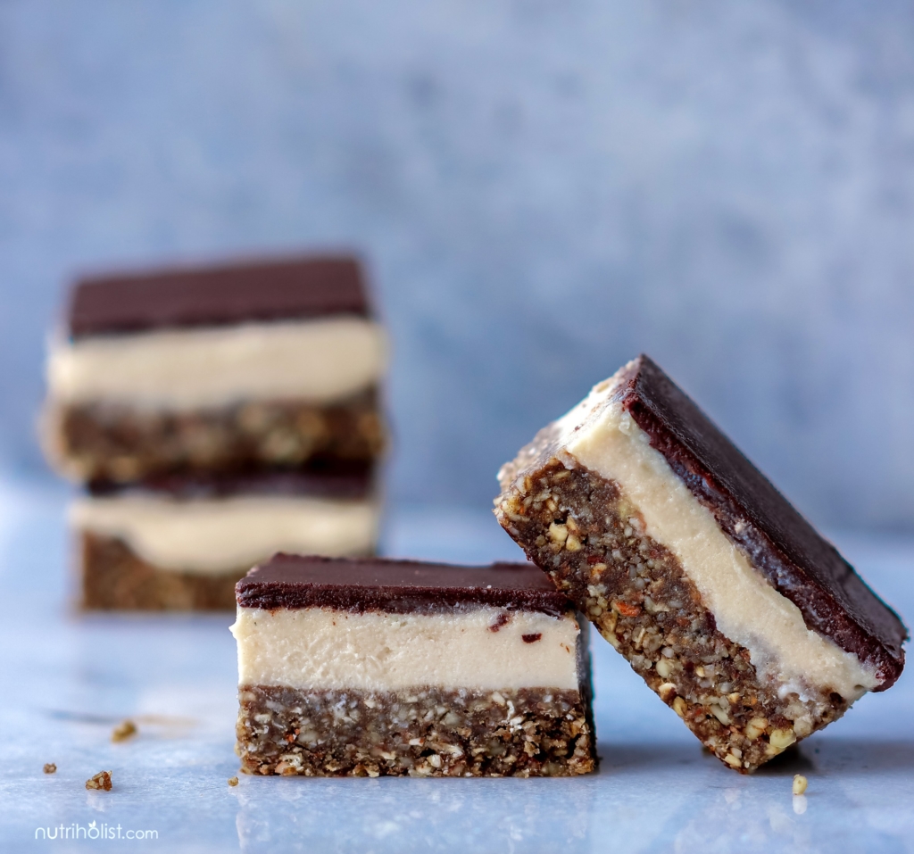 Nanaimo Bars Healthy Vegan Gluten-free No-Bake #Nutriholist