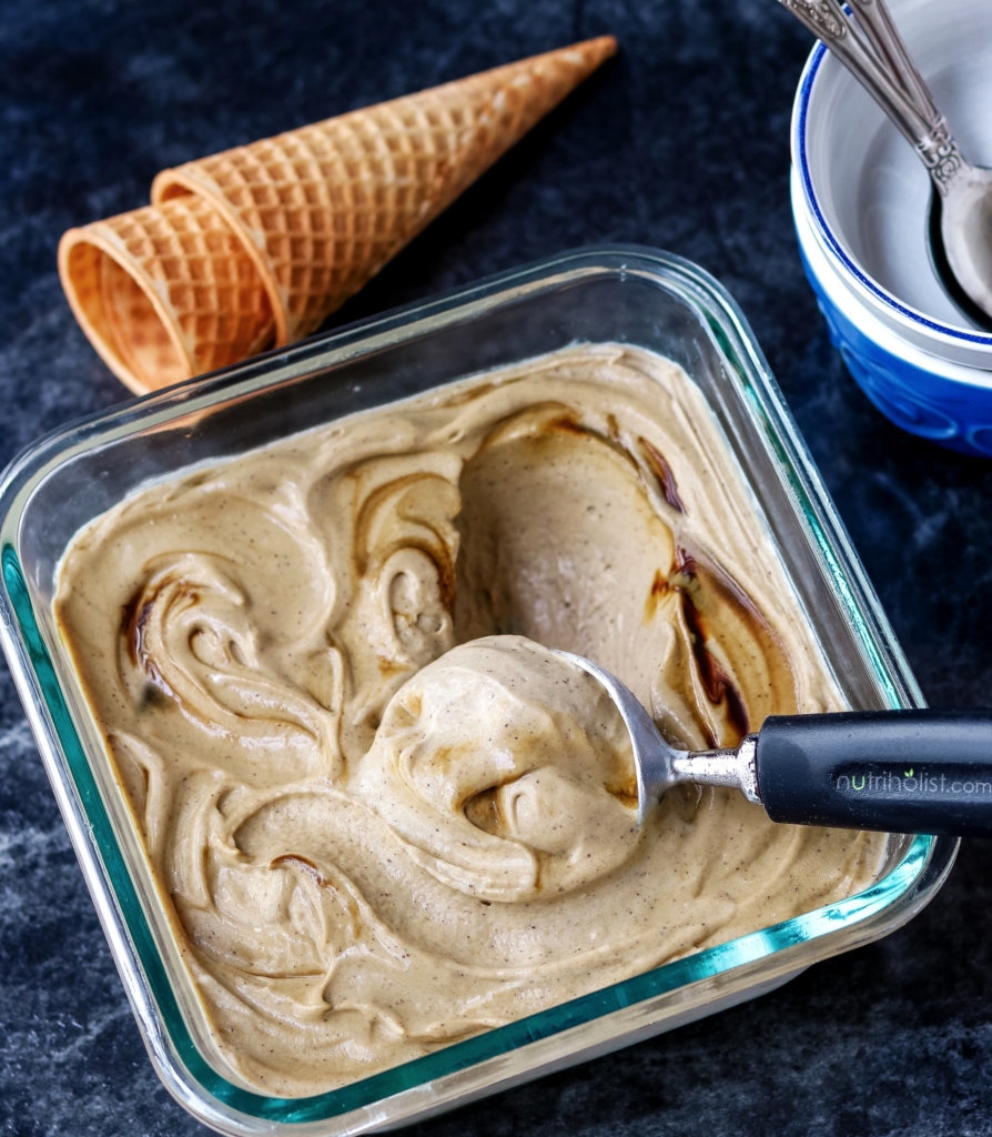 Salted Caramel Ice Cream Vegan No-Churn Gluten-free #Nutriholist