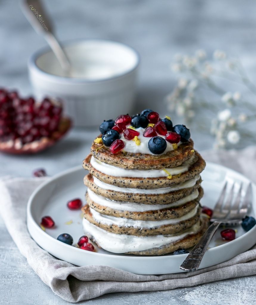 Lemon Poppy Seed Pancakes #Vegan #Glutenfree #Brunch #Vegetarian #Dairyfree Easy, Quick, Delicious & Fluffy Pancakes #Nutriholist