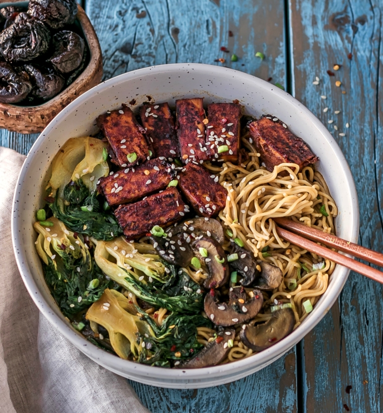 Baked Tofu Ramen with Ginger Miso California Prune Sauce Nutriholist