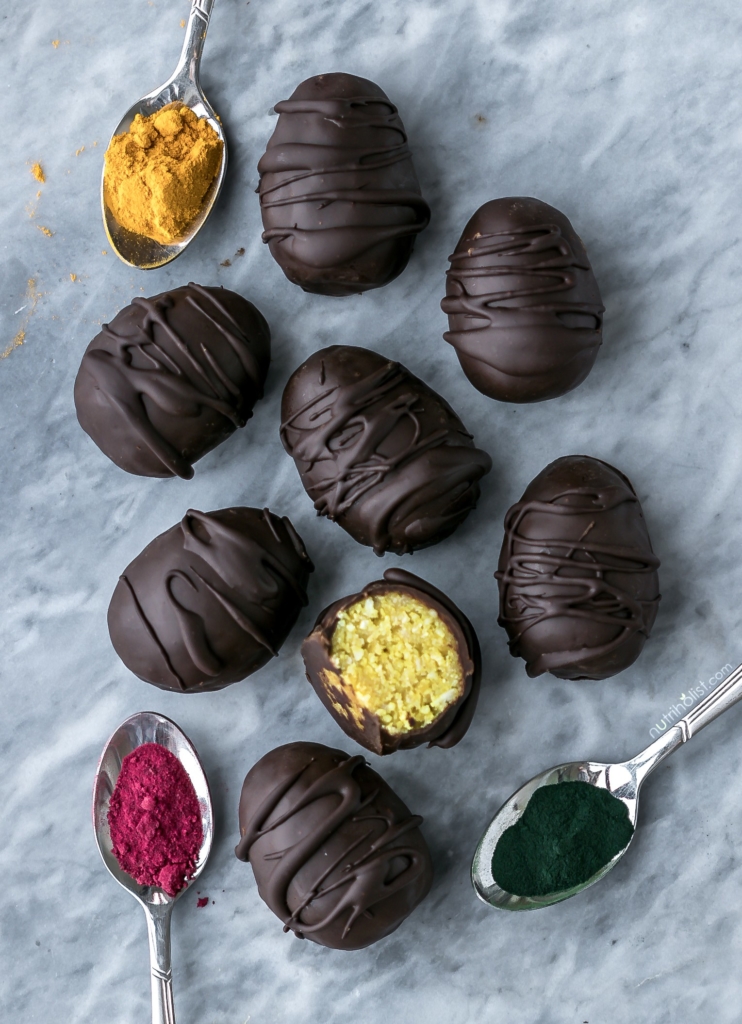 Chocolate-Covered Easter Eggs #Dairyfree #Soyfree #Vegan #Paleo Made with all-natural plant-derived colors #Nutriholist